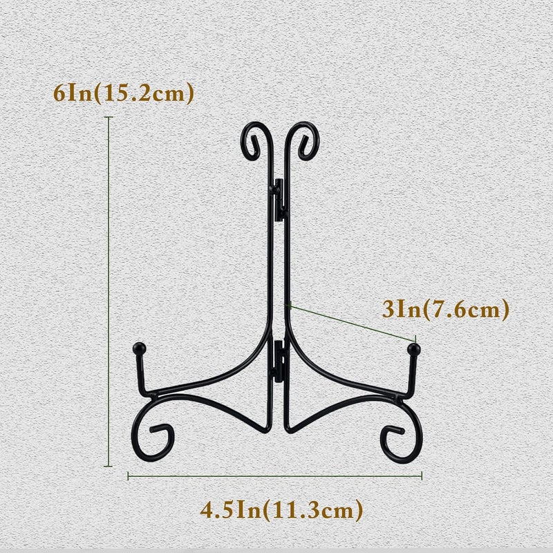 SVENJBB Black Iron Plate Stand, 6 Inch Plate Holder for Display, Small Metal Plate Display Stands for Cookbook, Picture Frame, Photo, Decorative Plates (6 Inch, 1 Pack) - Image 4